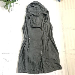 Hooded Grunge Layering Top - Army Green